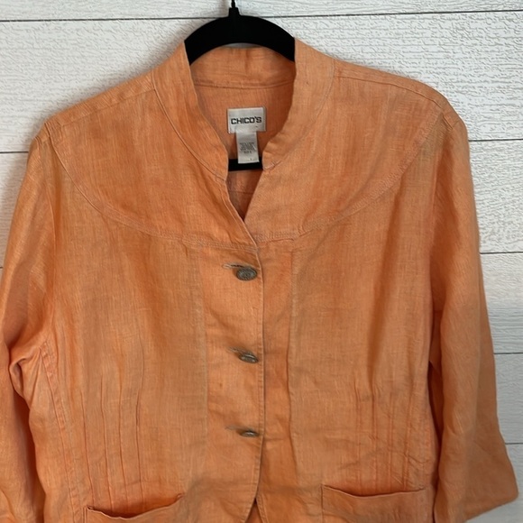 Chico's 100% Linen Women's Artsy Summer‎ lightweight jacket size 2 (Large/12) - Picture 6 of 9